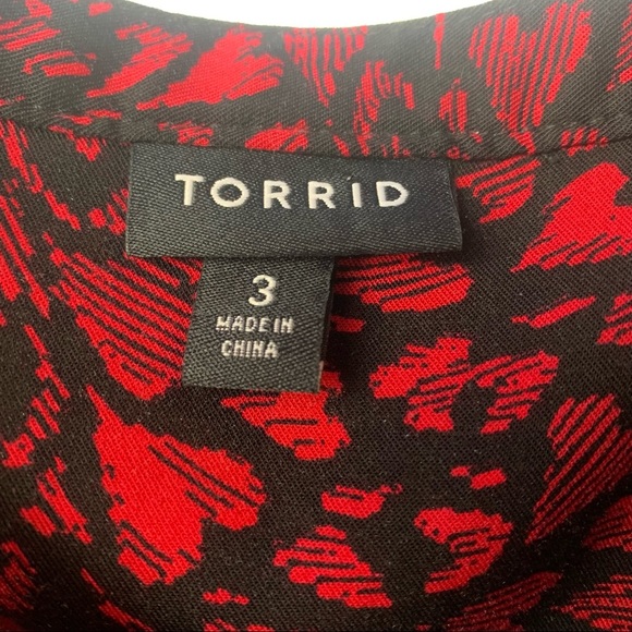 Torrid Heart Challis Zip Front Shirtdress in Red Black Size 3X - Picture 6 of 9
